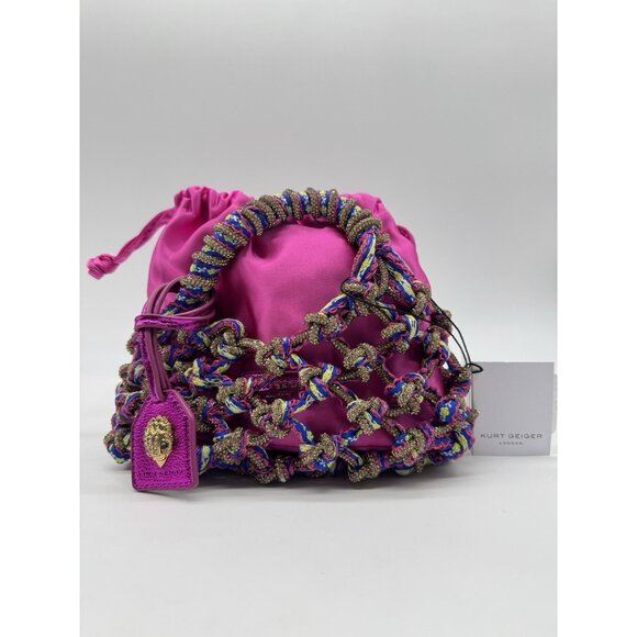 KURT KEIGER London Macrame crystal net mini bag + Dust bag Pink - Picture 6 of 10